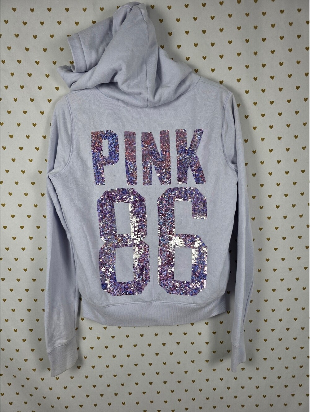 Victoria's Secret PINK Sherpa Lined Full Zip Hoodie Sequin PINK 86 Lavender Sm